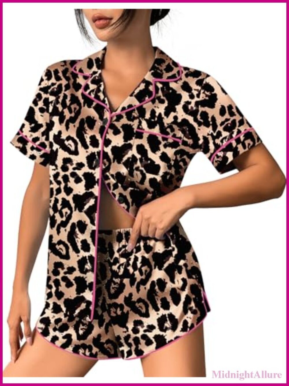 Silk Satin Pajama Set Short Sleeve Button Down Shorts Set Loungewear Sleepwear